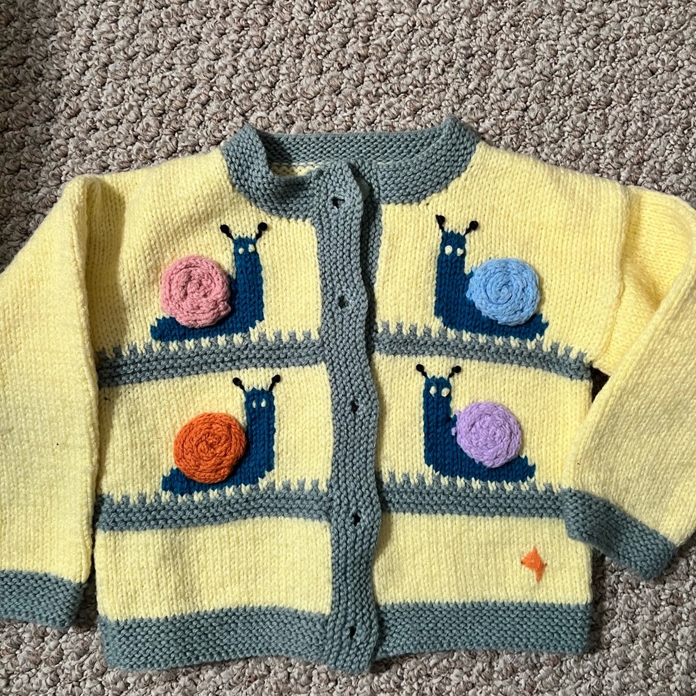 Anthropologie Yellow and Gray Snail Sweater